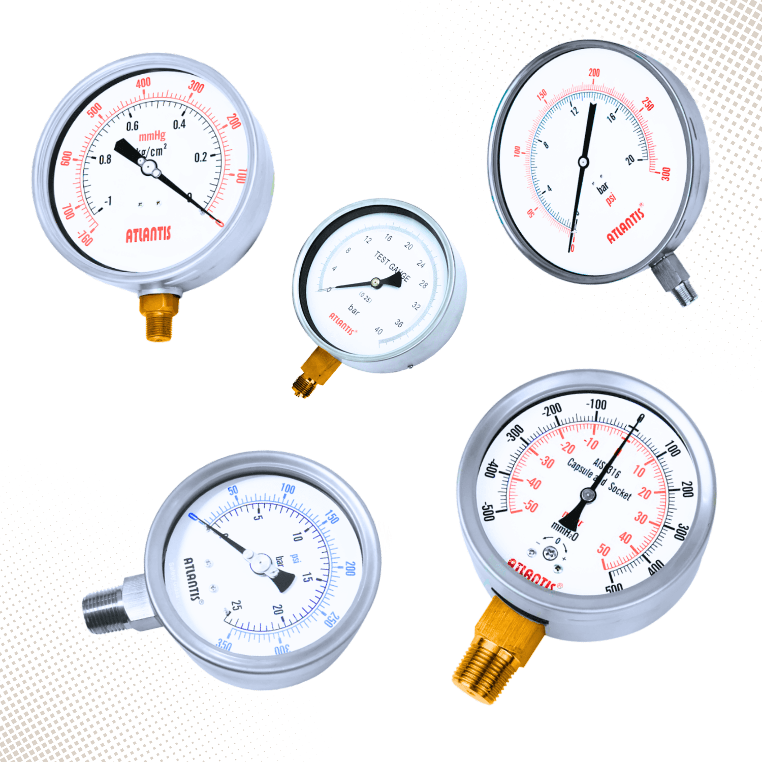 ATLANTIS PRESSURE GAUGE 1/4 NPT