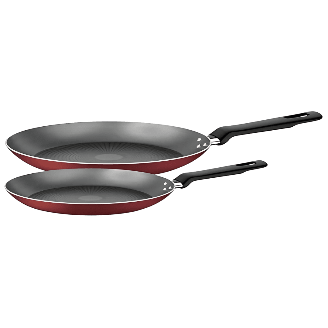TRAMONTINA 2PC RED ALUM FRYING PAN SET LORETO 27899/106/123